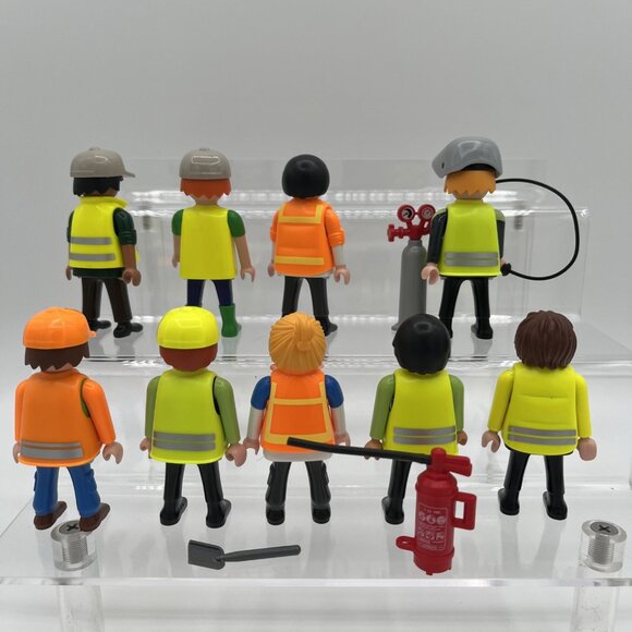 Playmobil Figures Construction Workers + accessories lot of 9 Welder - Picture 8 of 9